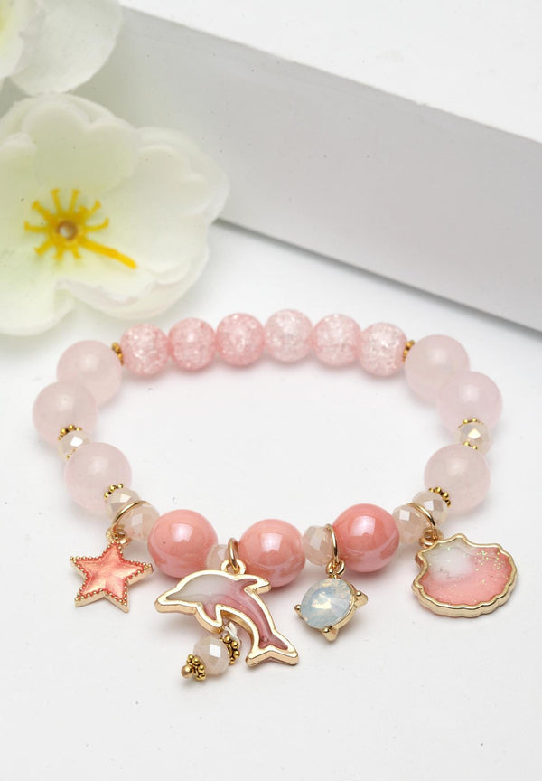 Pulseras de perlas de colores con dijes