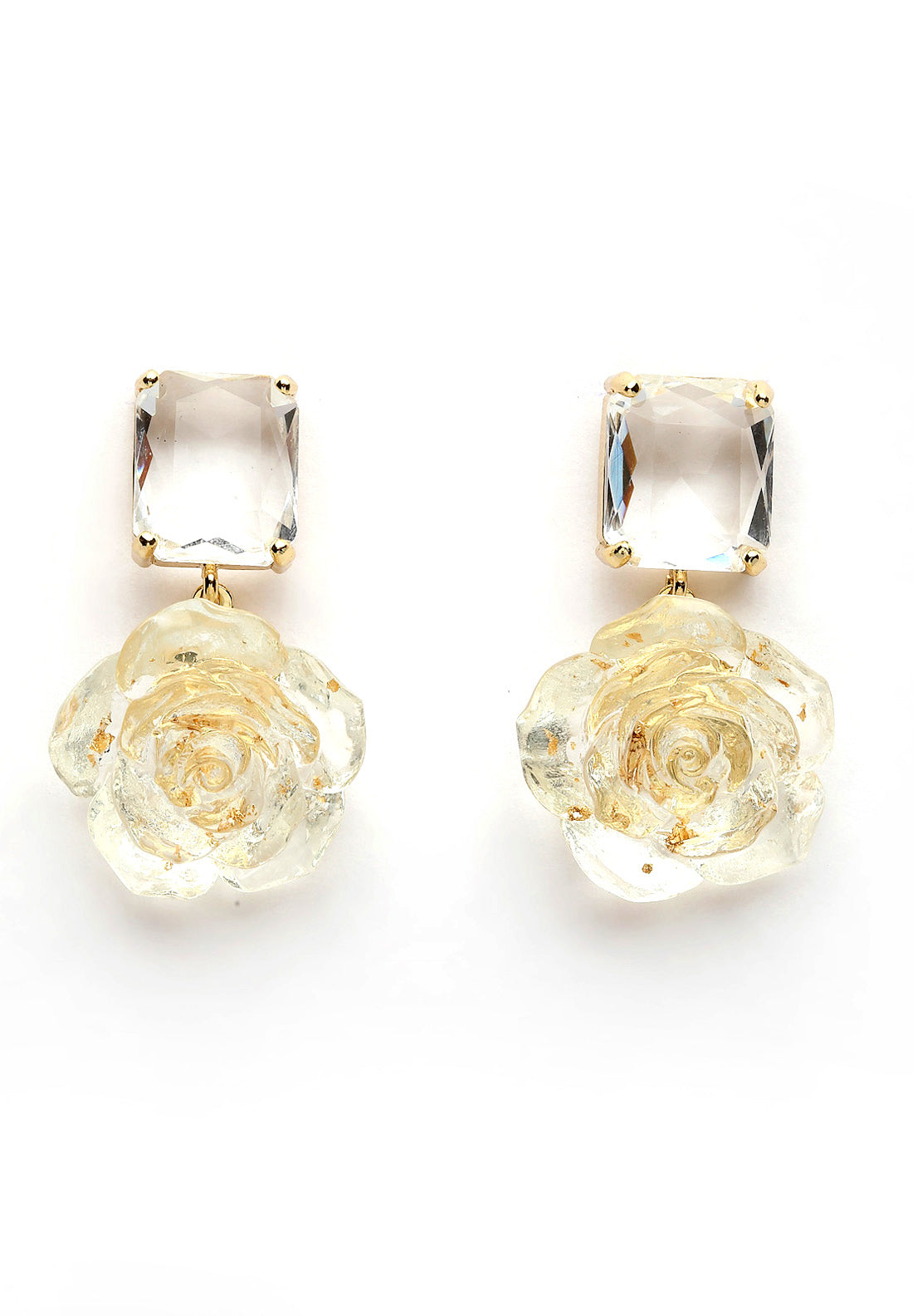 Boucles d'oreilles en cristal floral doré