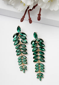 Multicolored Cascading Leaf-Shaped Drop Earrings