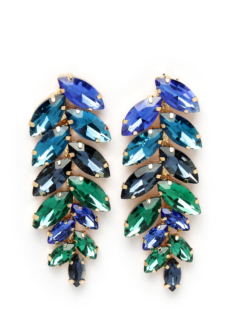 Pendientes colgantes con forma de hoja azul