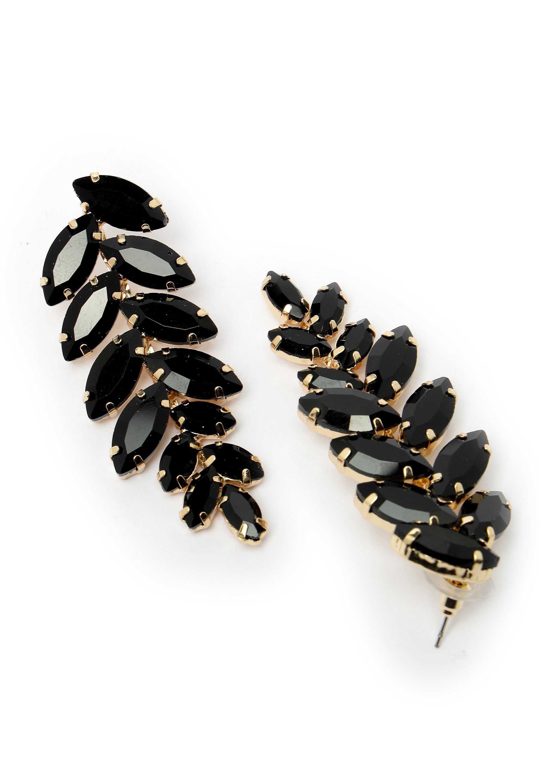 Black Leaf-Shaped Drop Earrings