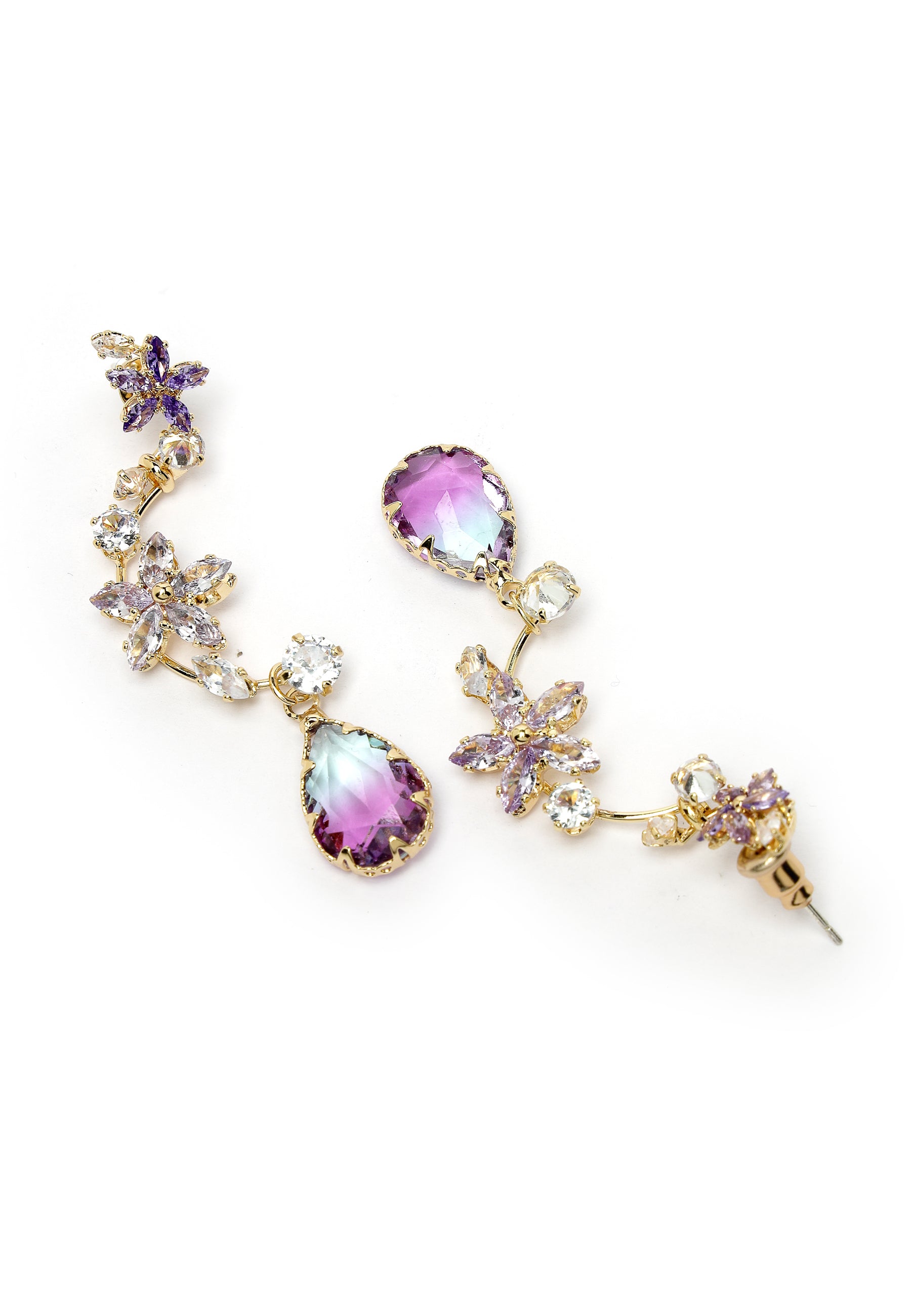 Boucles d'oreilles pendantes violettes améthyste