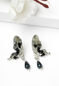 Boucles d'oreilles fantaisie papillon noir