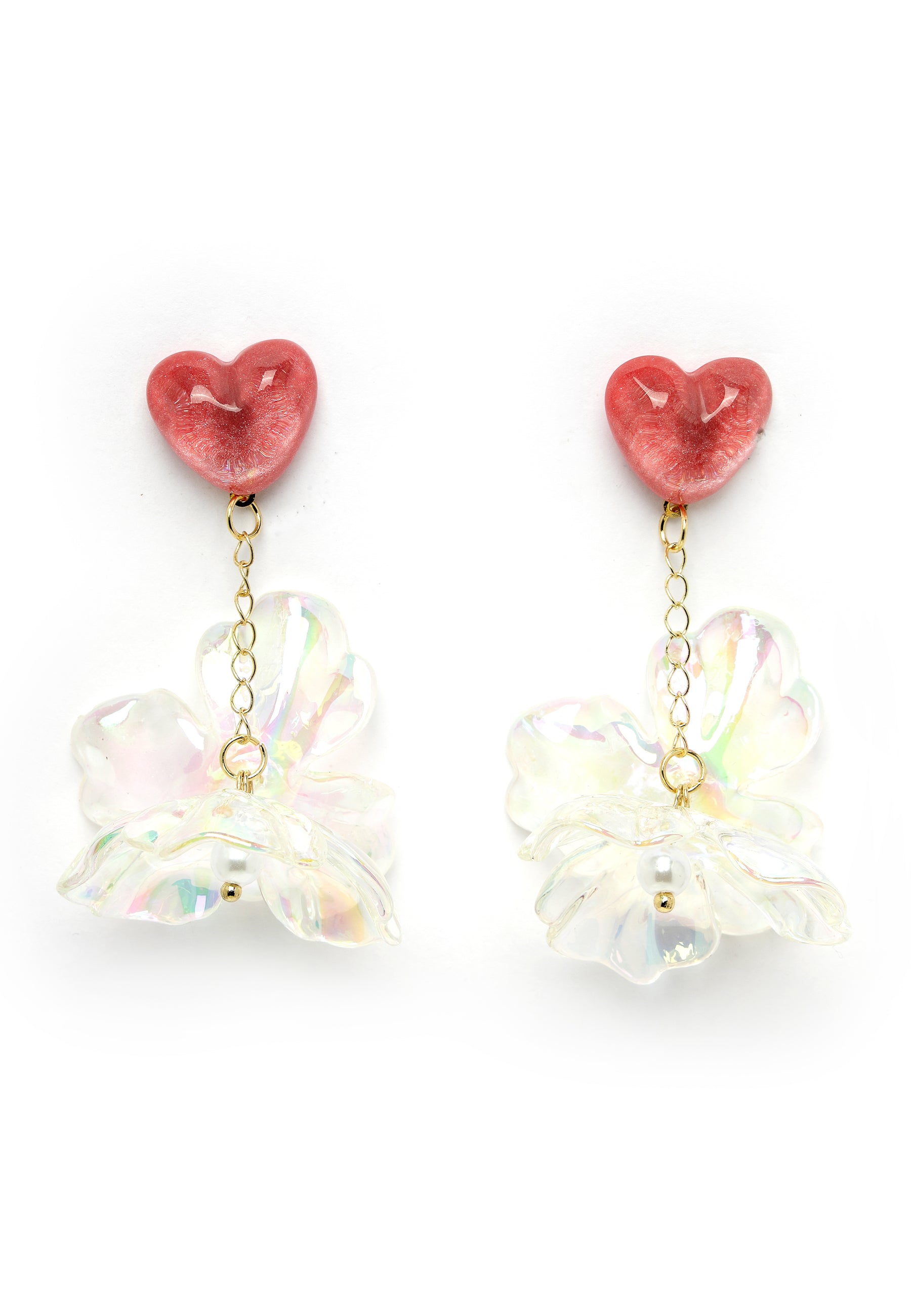 Boucles d'oreilles florales pendantes en forme de cœur