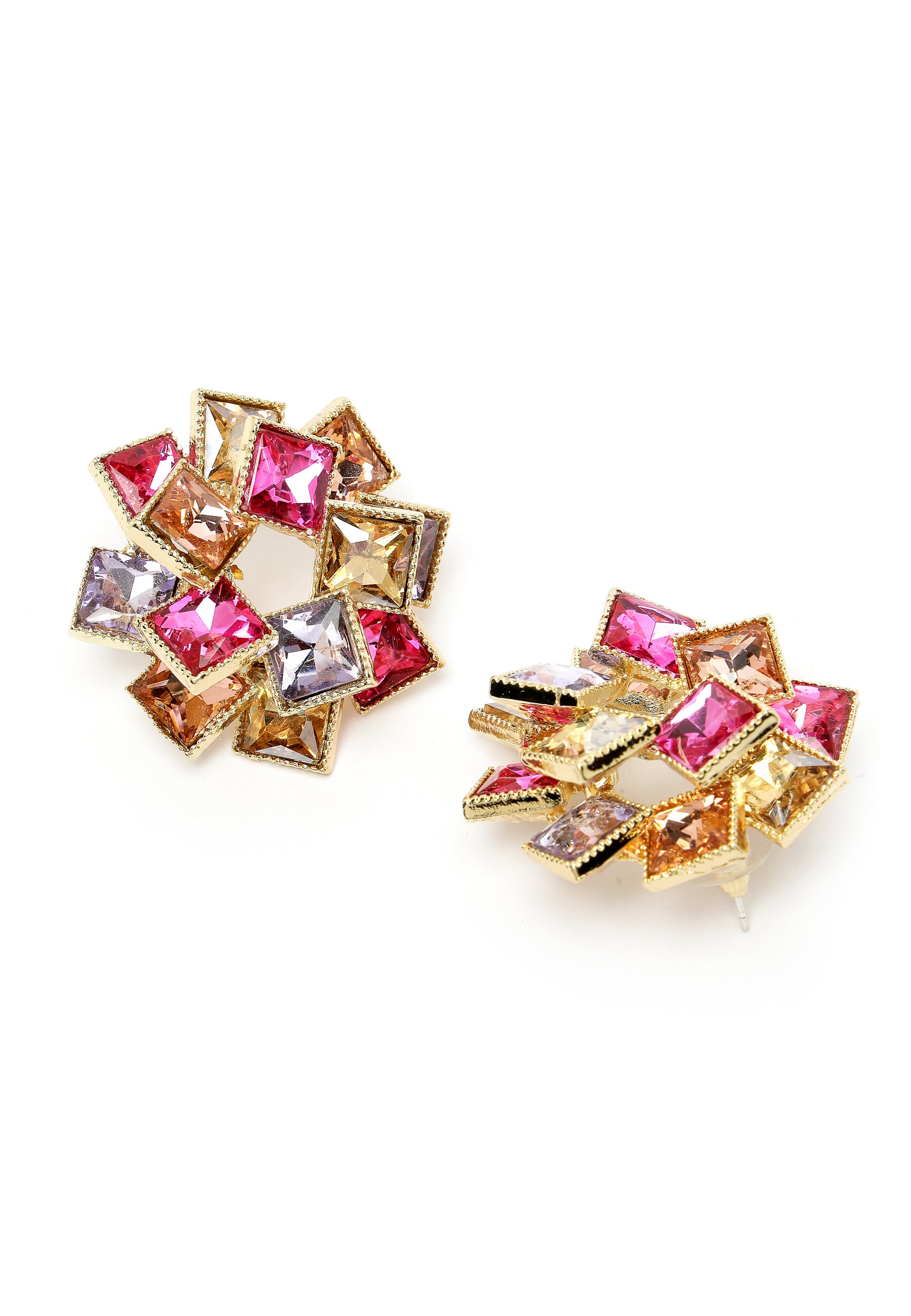 Pink Geometric Stud Earrings