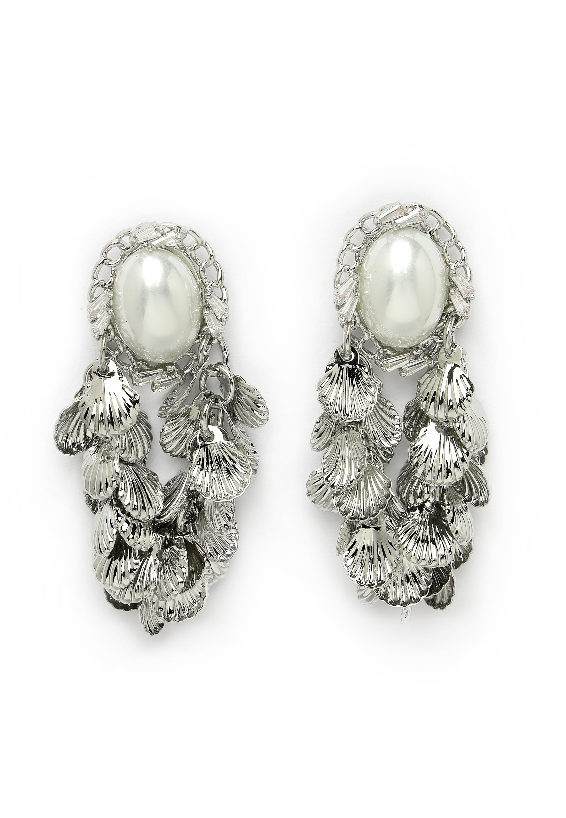 Silver-Coloured Beaded Earrings