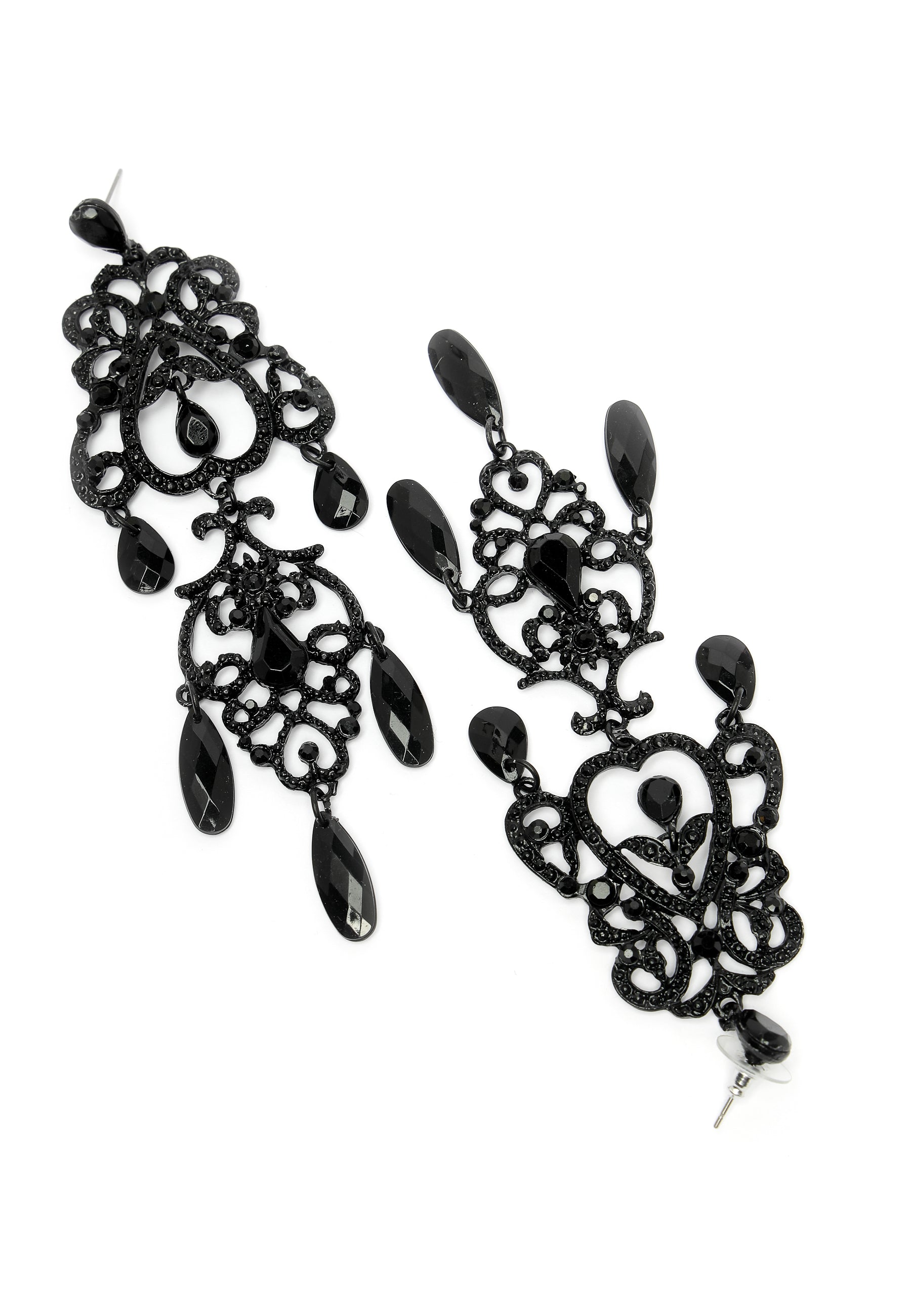 Black Classy Chandelier Earrings