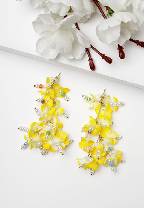 Yellow Leaf-Shaped Drop Earrings