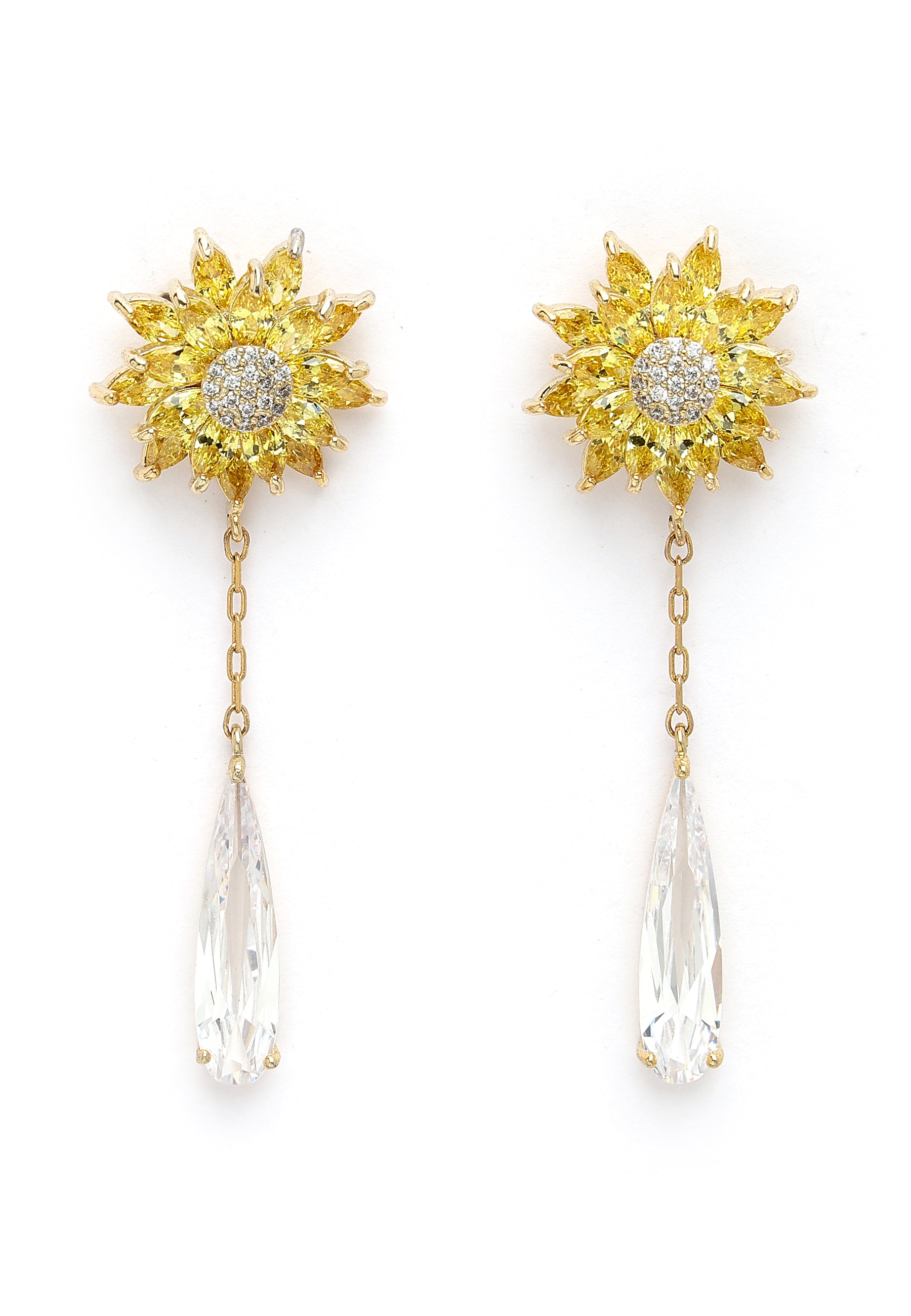 Boucles d'oreilles pendantes tournesol