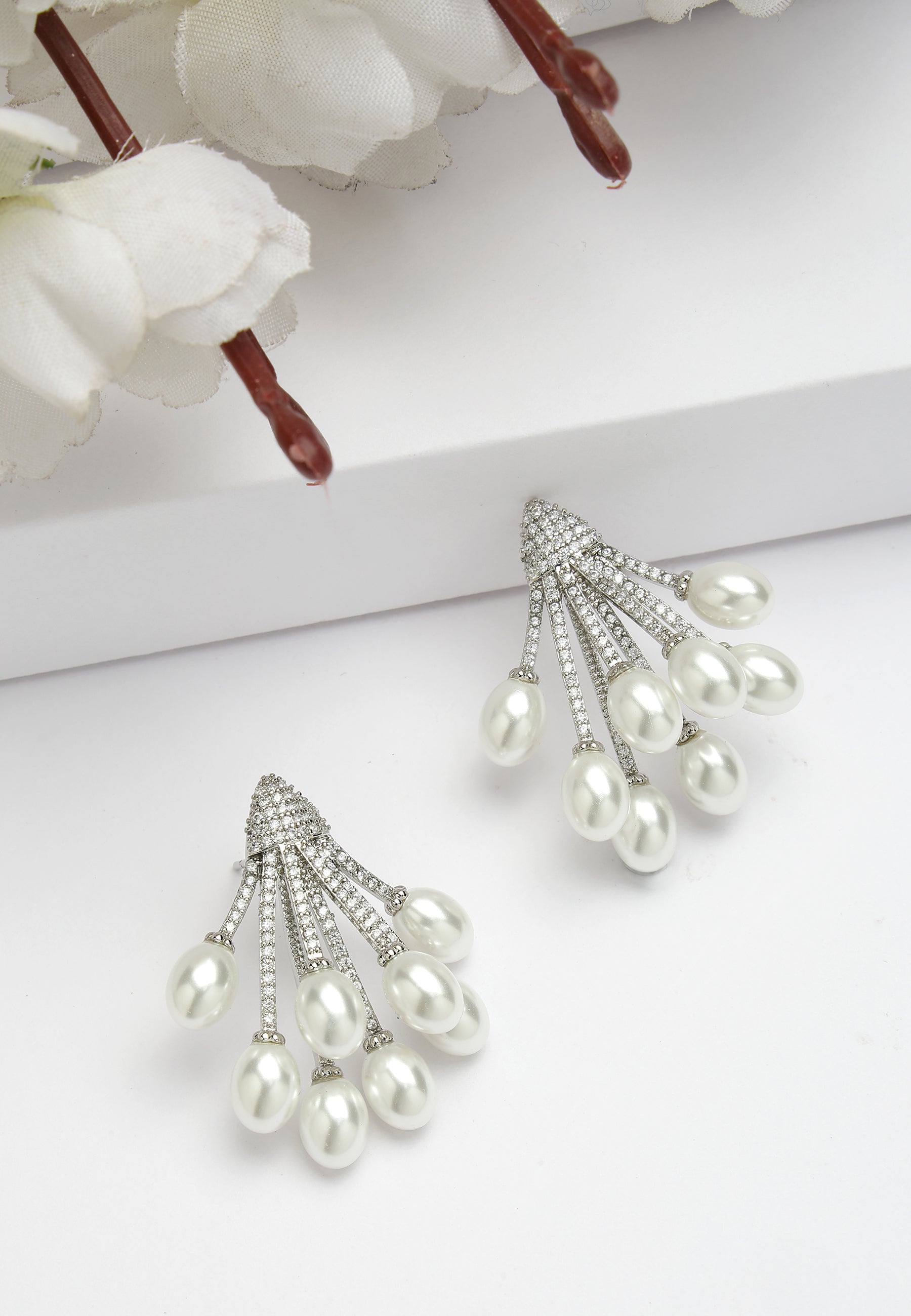 Zircon Cluster Drop Earrings