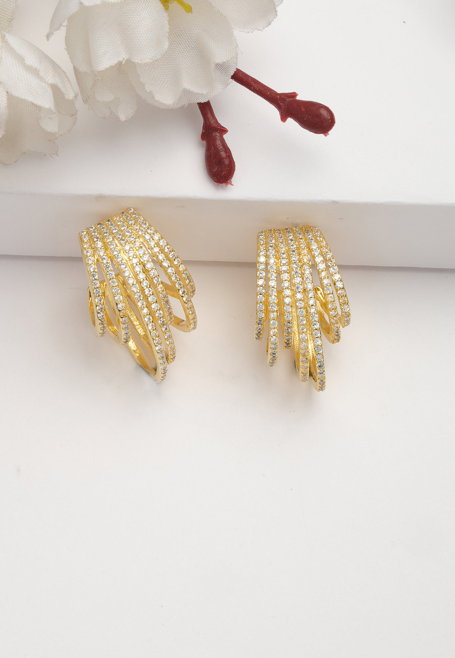 Cubic Zirconia Fringe Stud örhängen