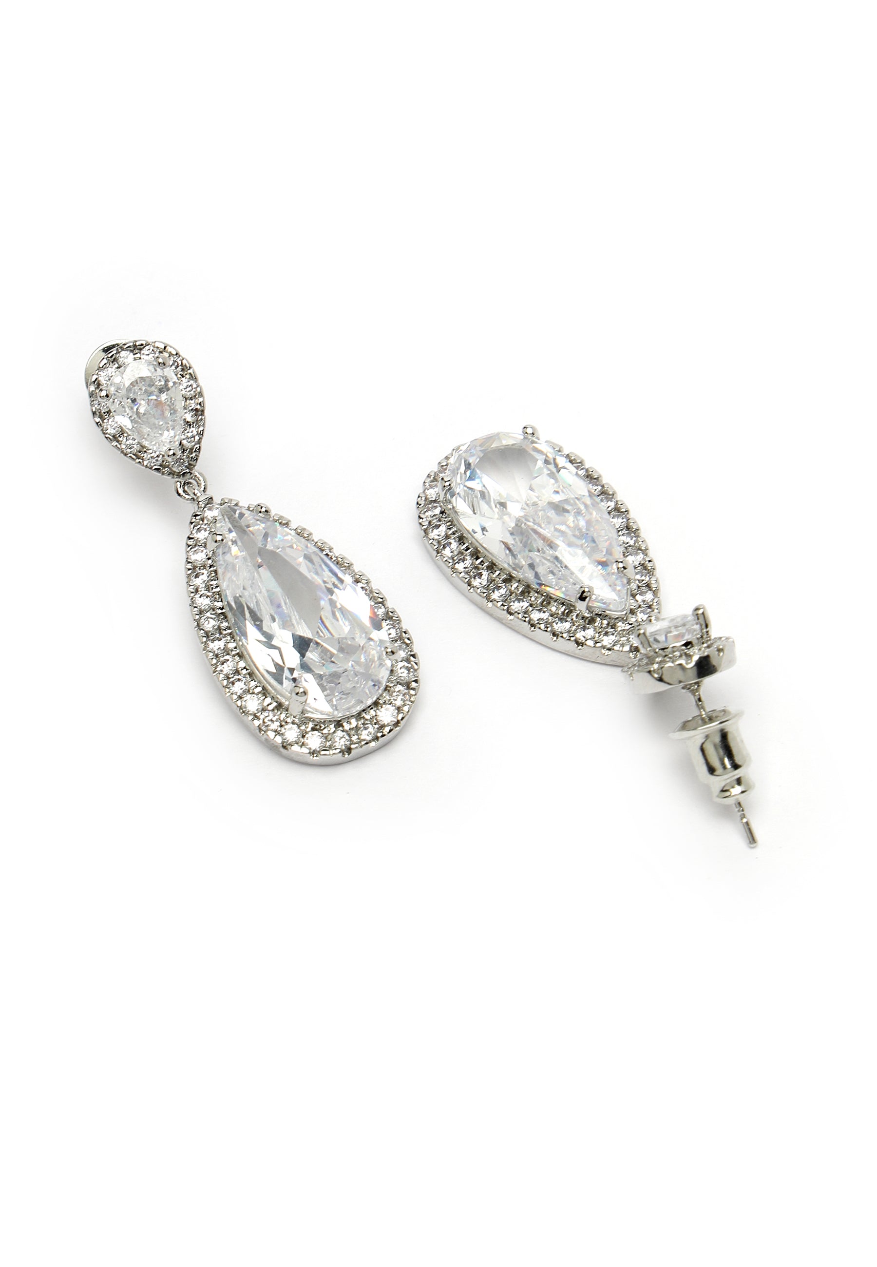 Zirconia Drop Earrings In Silver