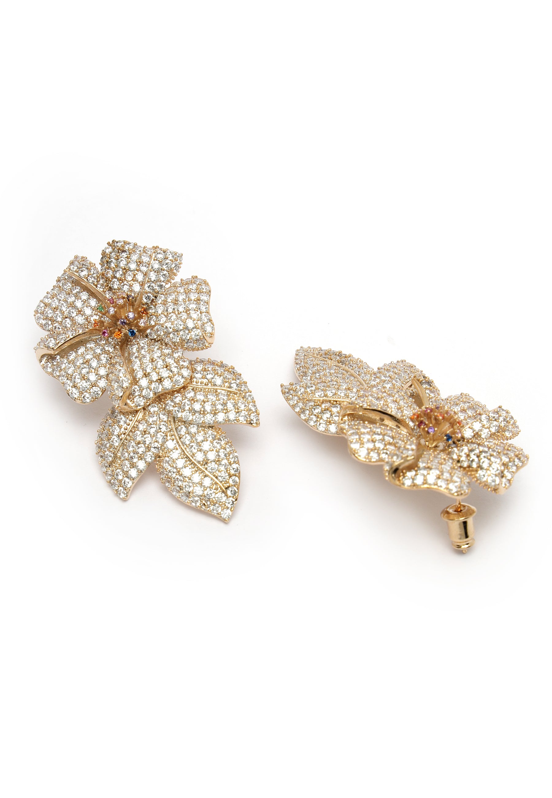 Gleaming Flower And Leaf Earrings