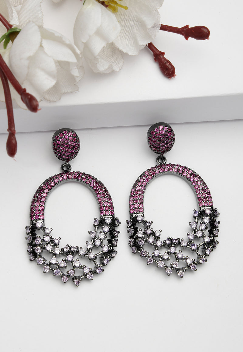 Sparkling Red Hollow Out Zirconia  Earrings