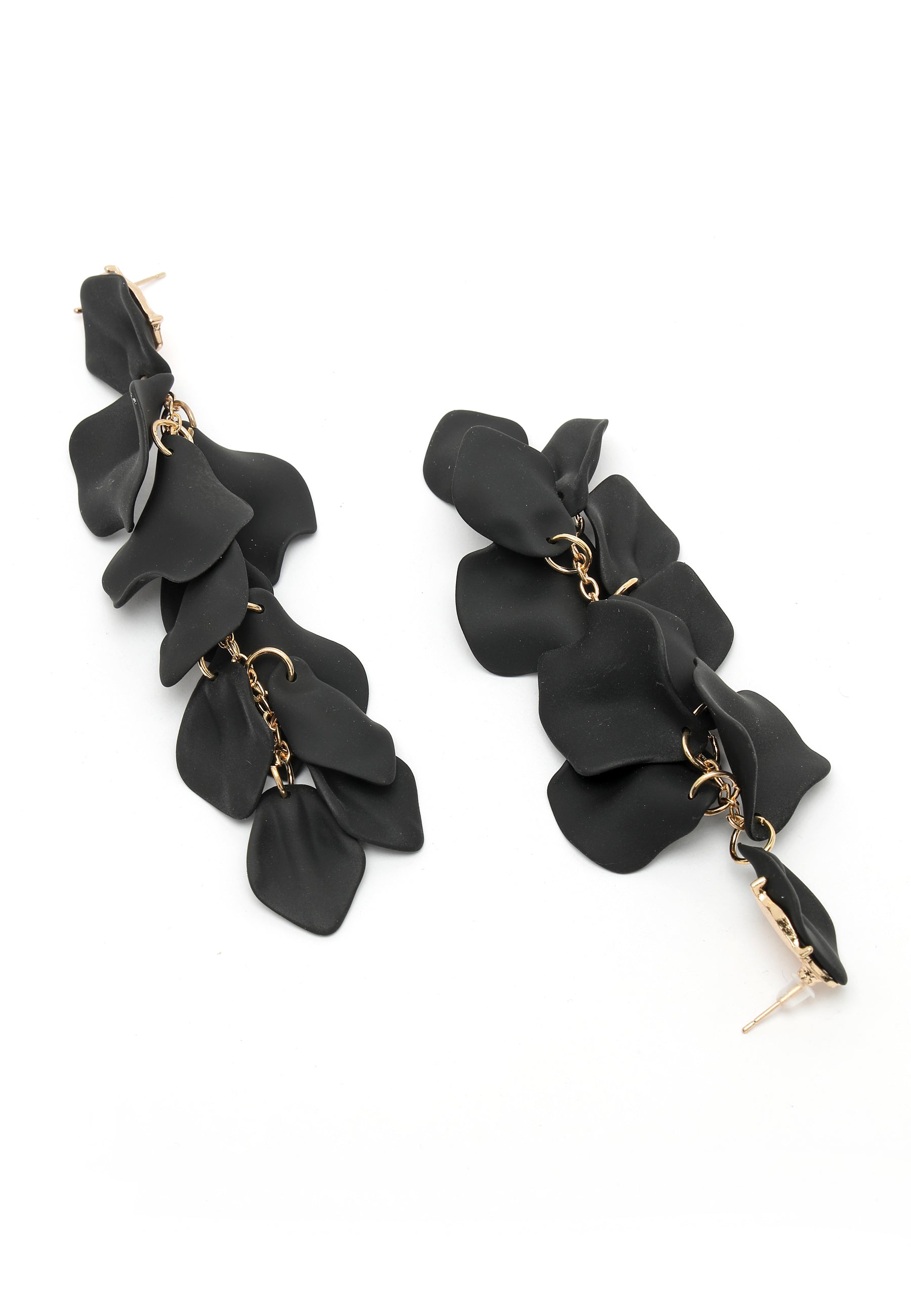 Black Rose Petal Shaped Danglers Earrings