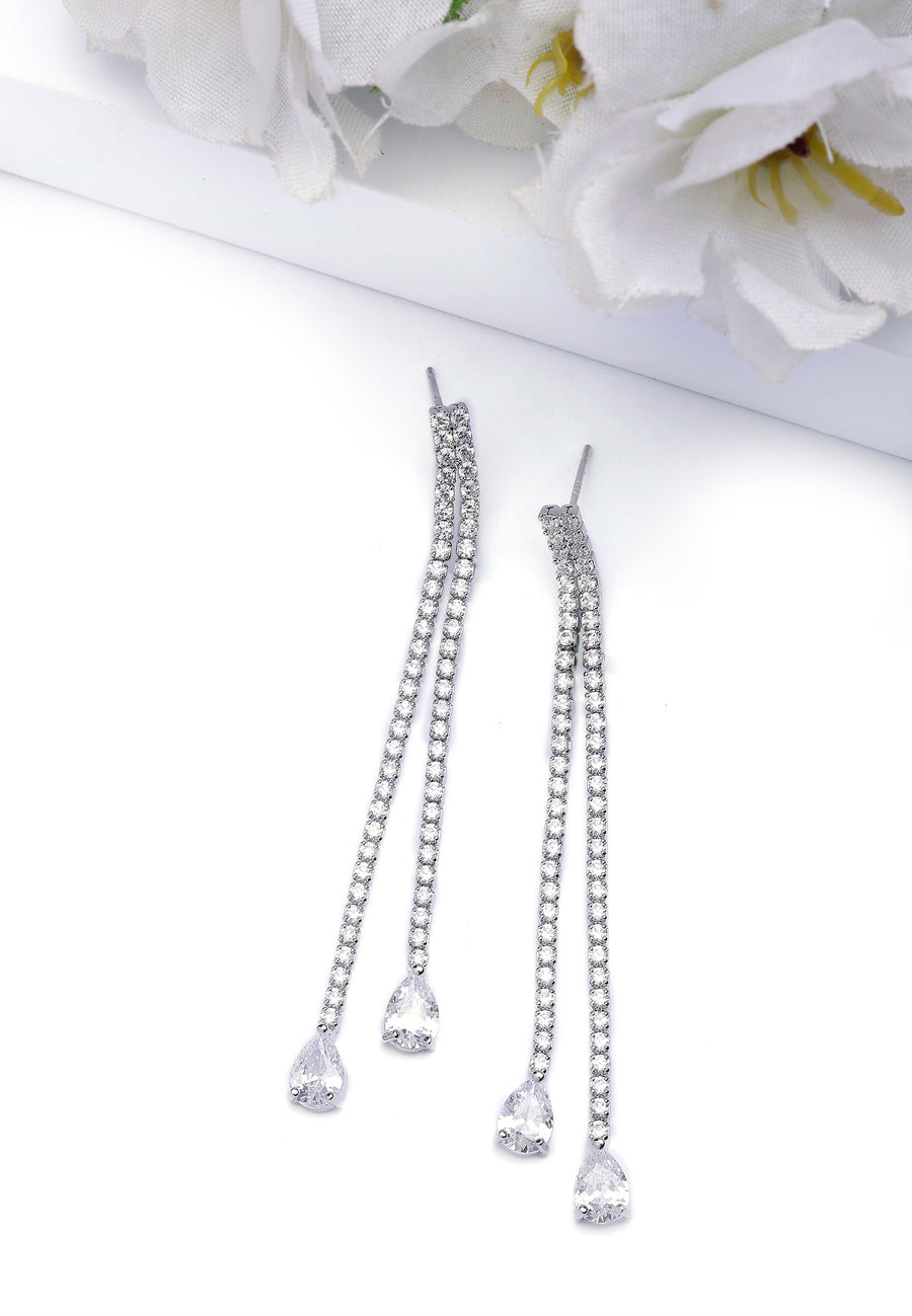 Pendientes Largos Dobles de Plata