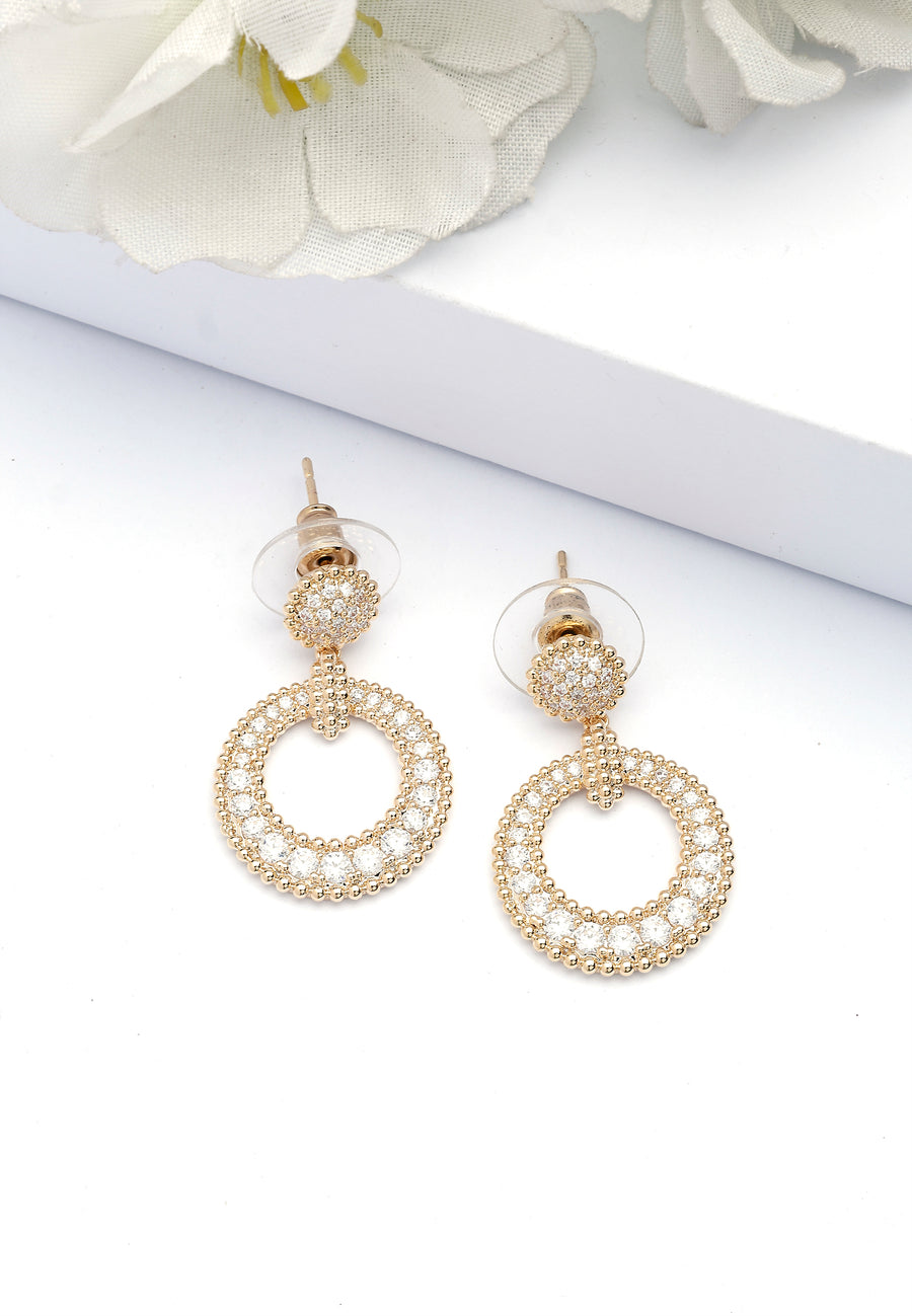 Pendientes de gota circulares color oro