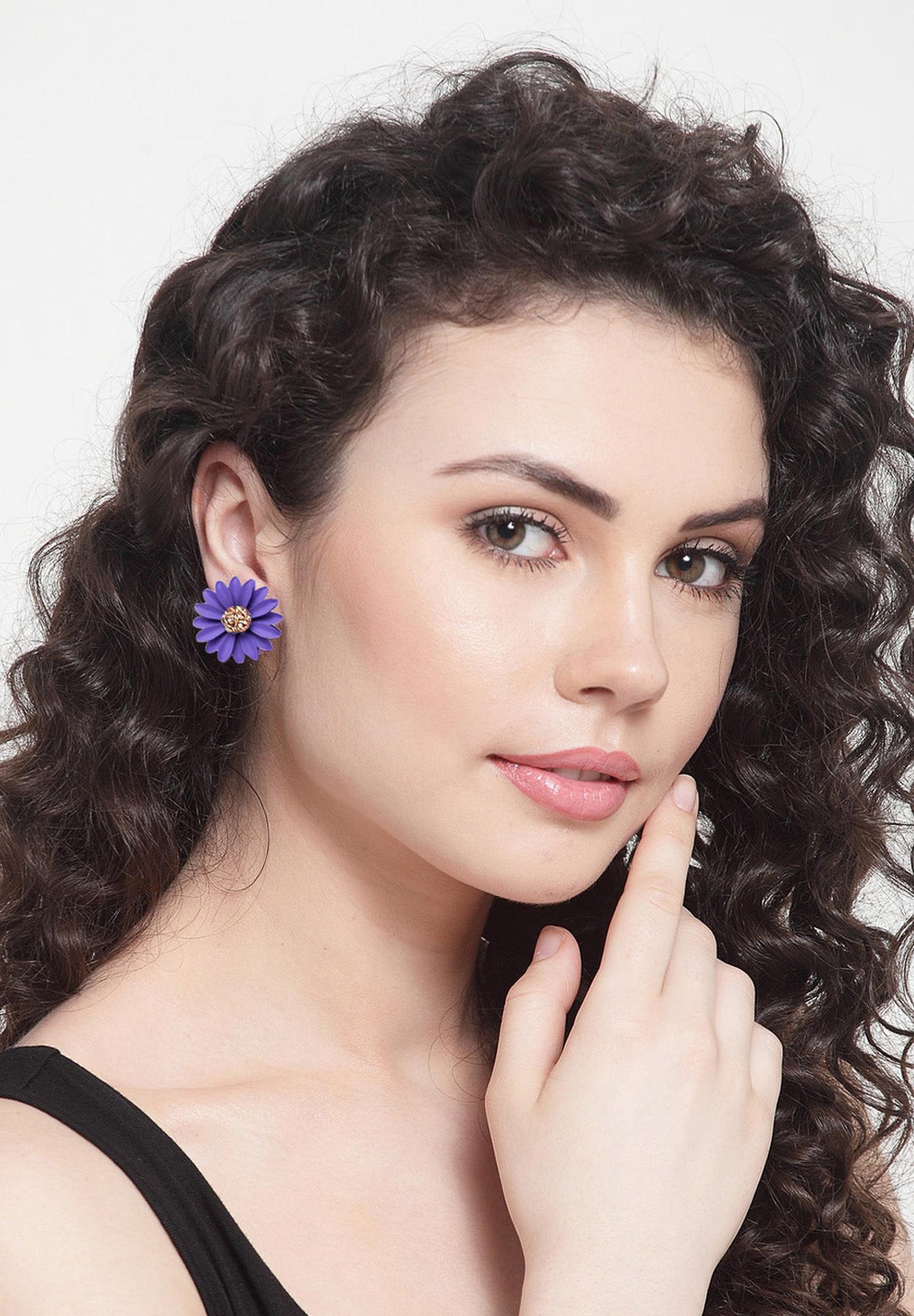 Lavender Floral Studs