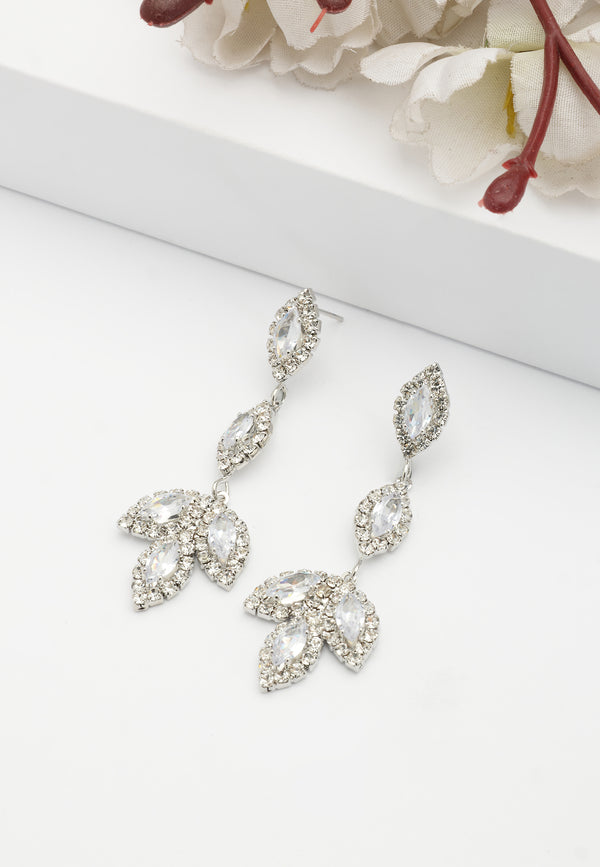 Sparkling Leafy Drop Earrings