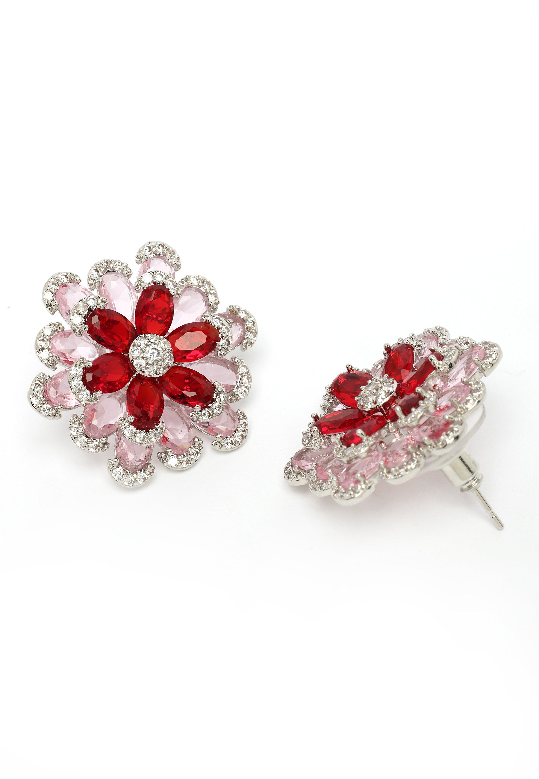 Boucles d'oreilles florales rouge rubis