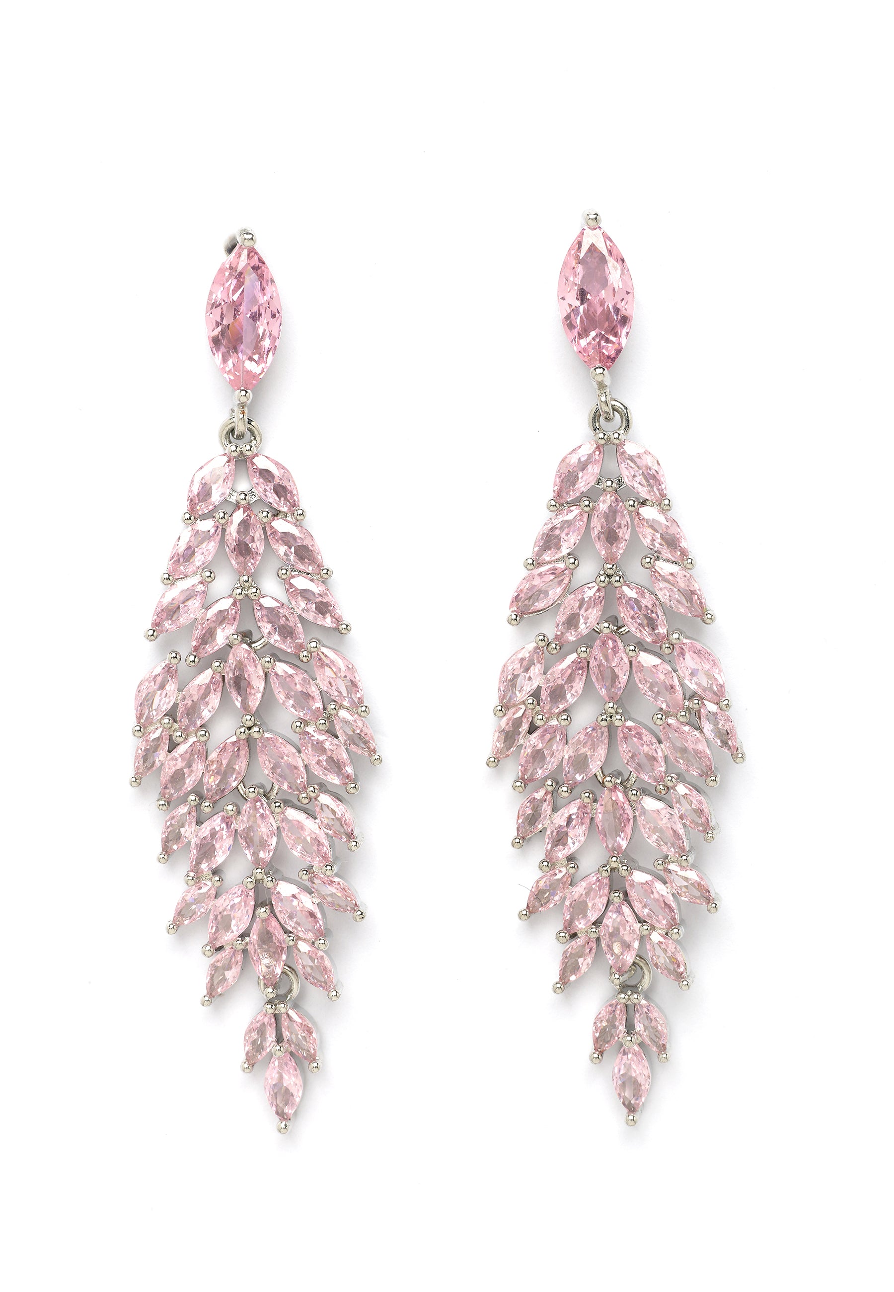 Light-Pink Leafy-Waterfall Earrings