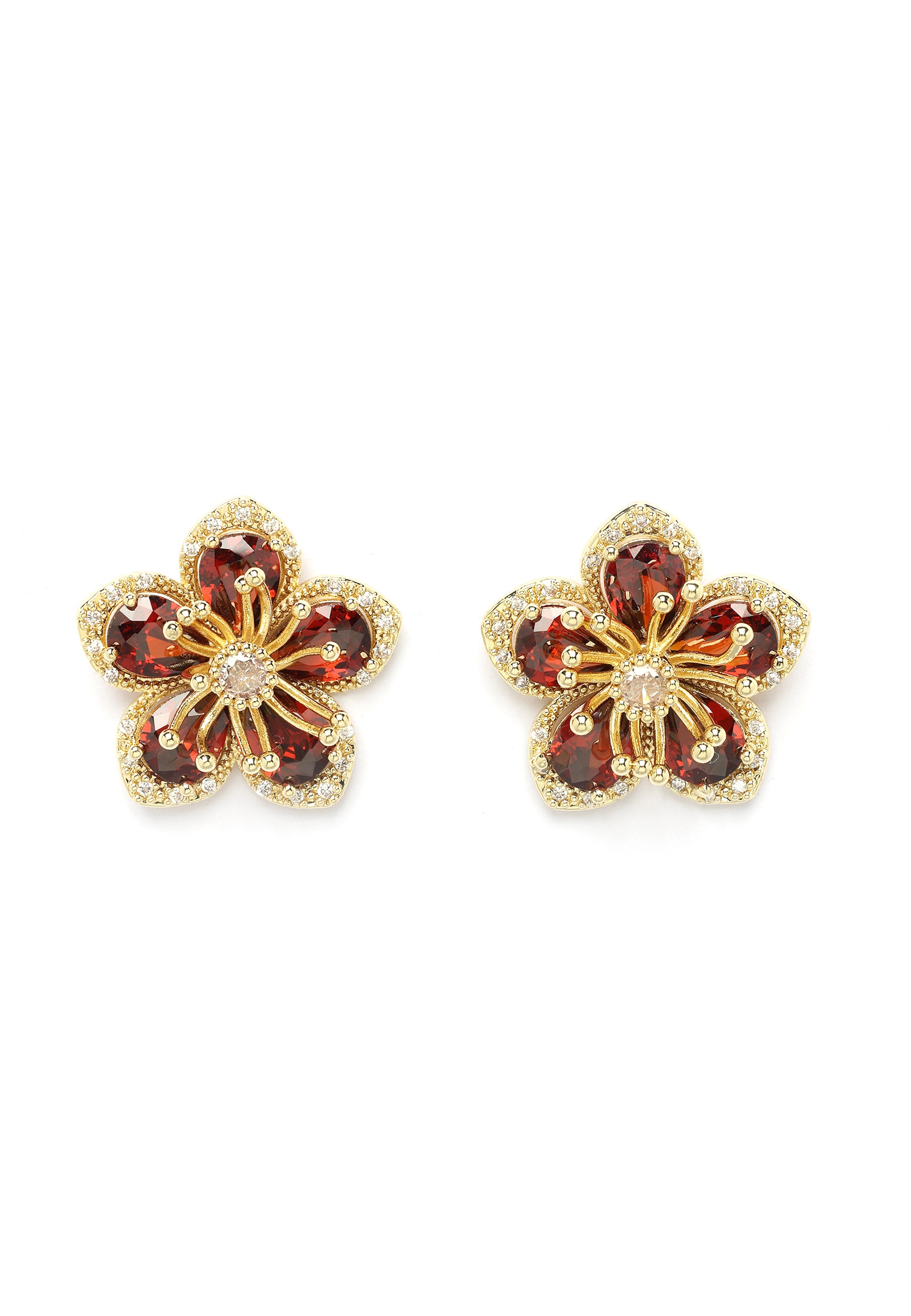 Pendientes de Stud Florales Rojos Dainty