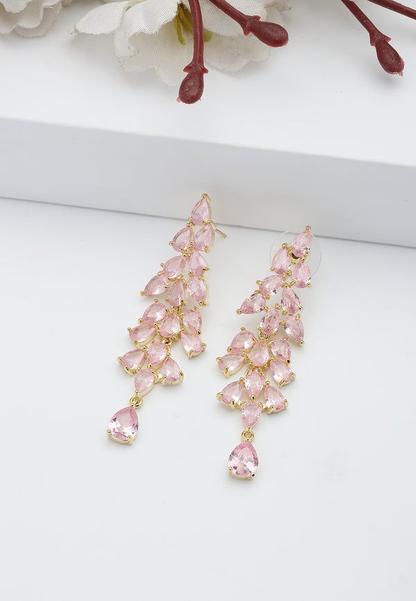 Boucles d'oreilles en forme de feuille rose