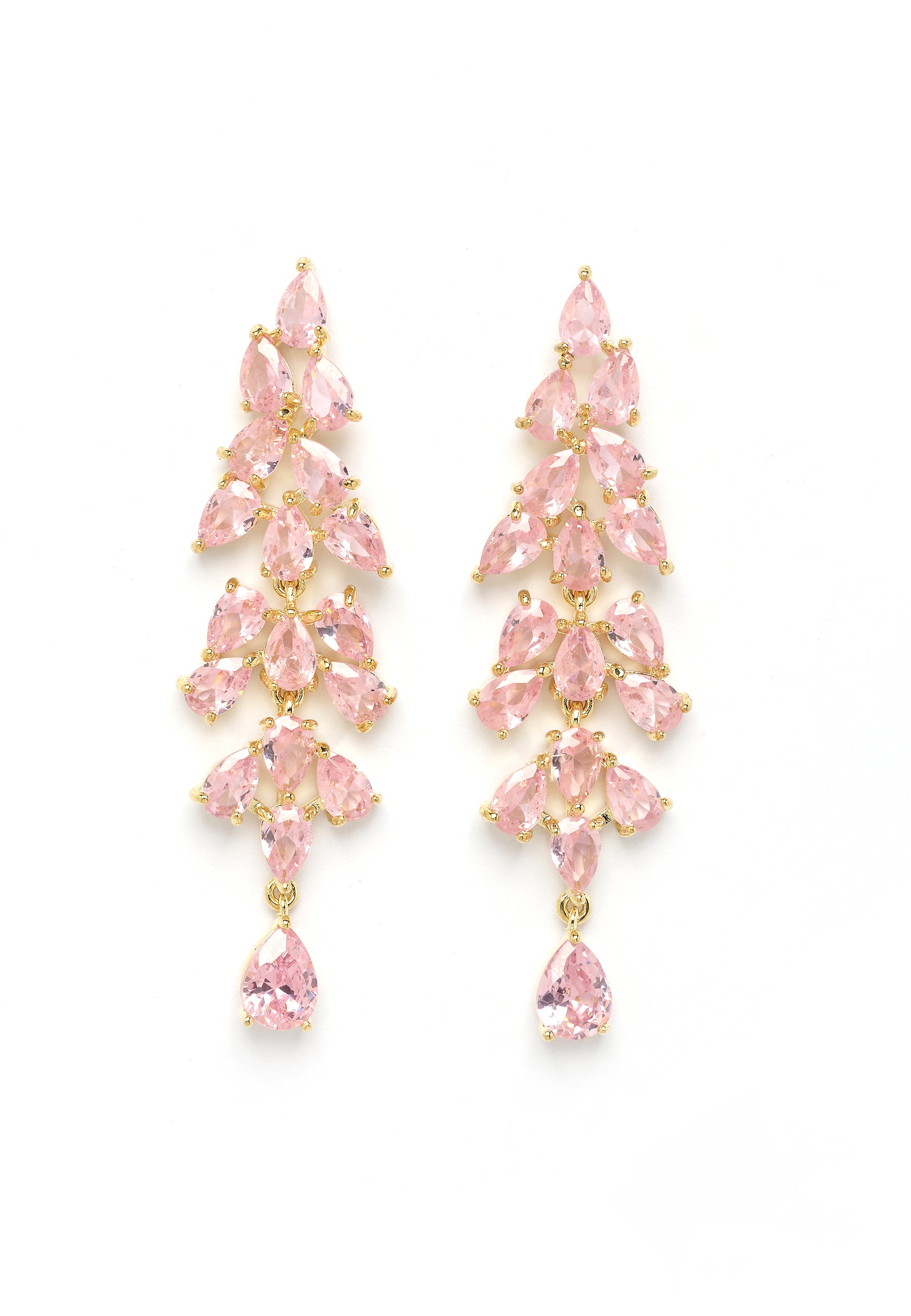 Pink Leafy Drop Earrings