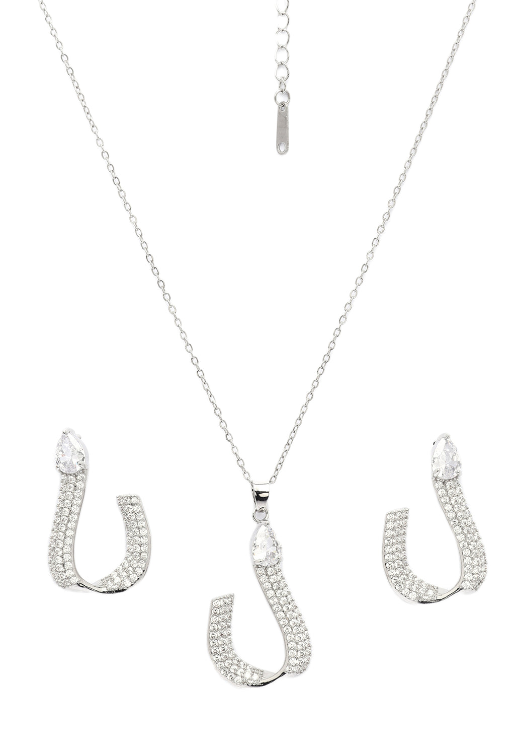 Pendientes y collar de herradura con encanto brillante