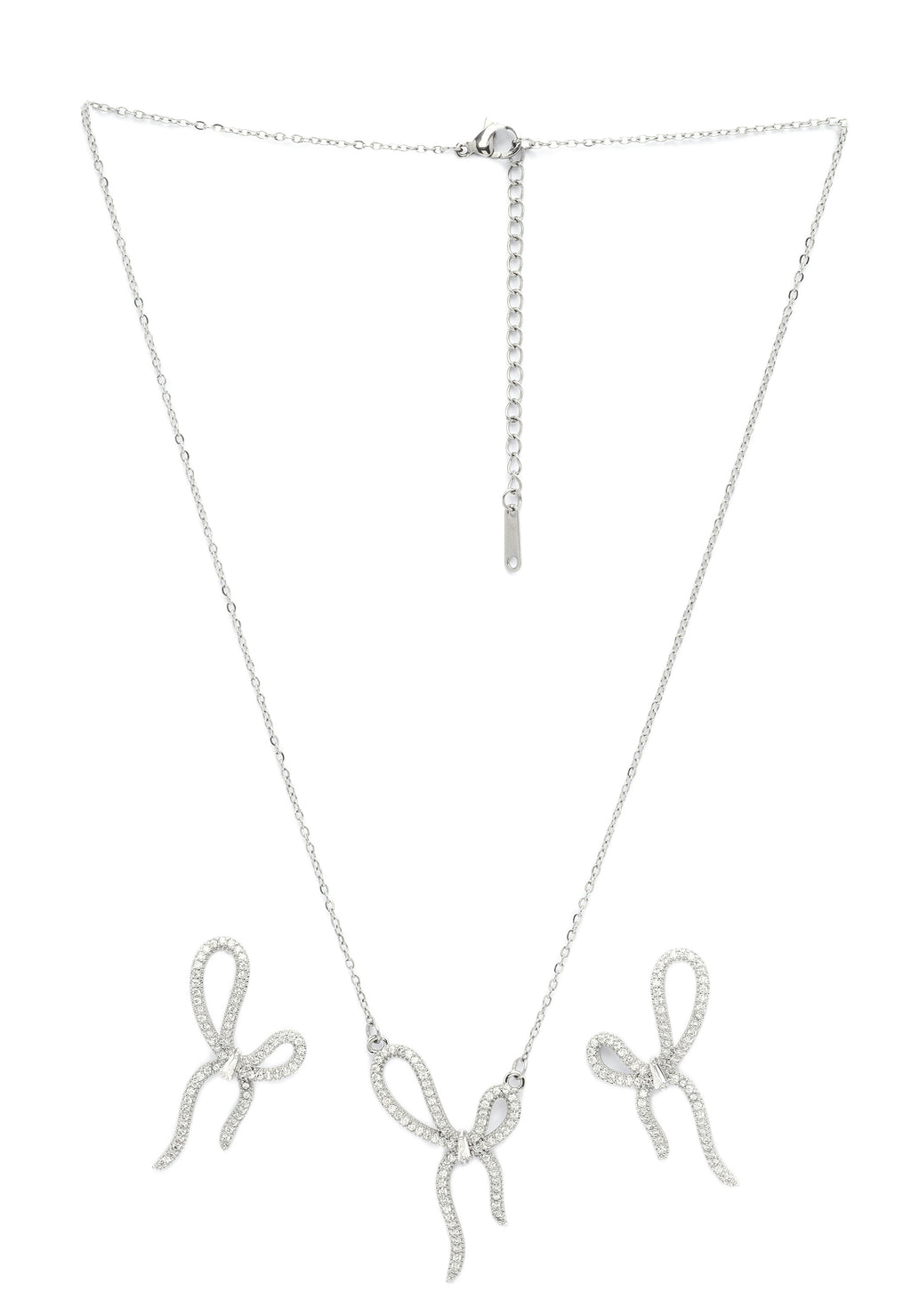 Conjunto de Pendientes y Collar de Lazos Brillantes