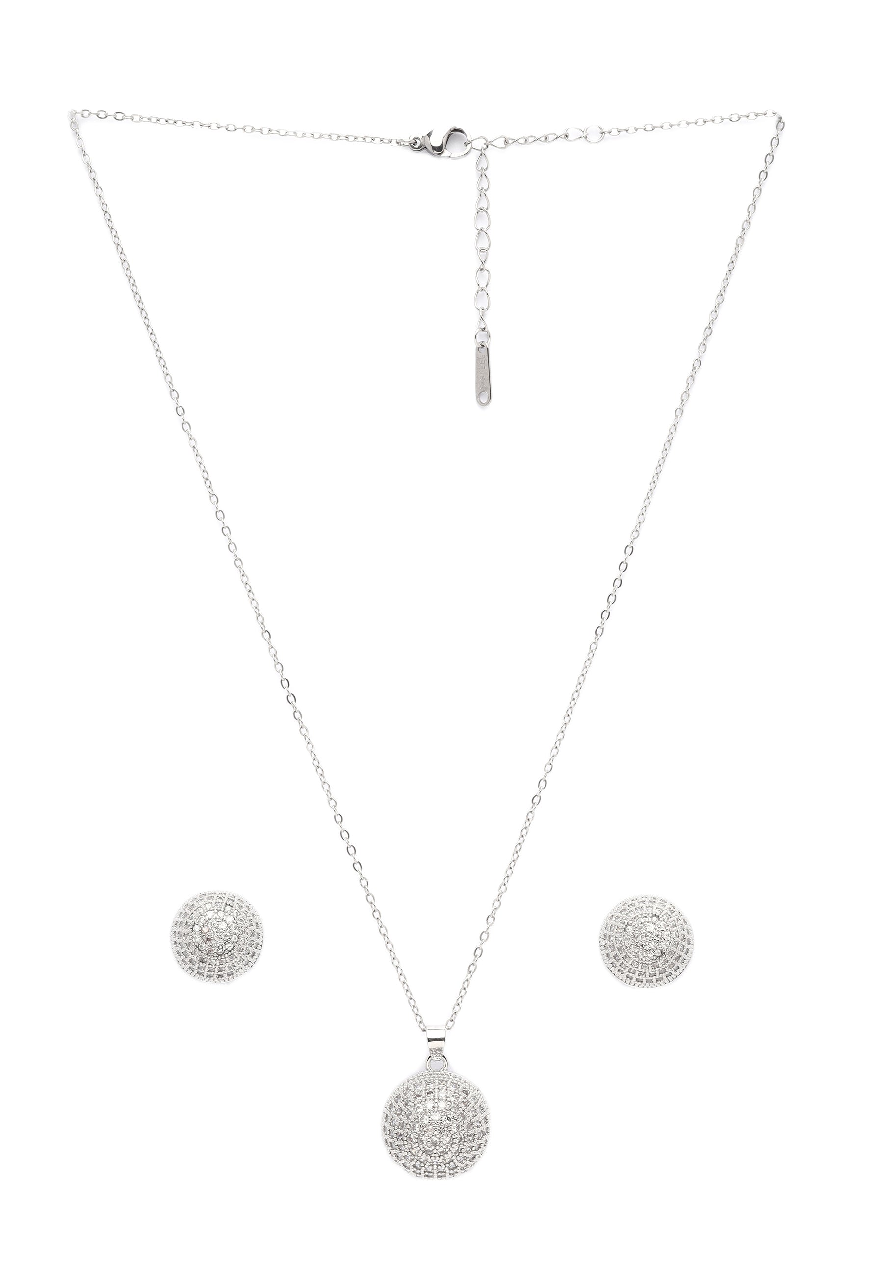 Conjunto de Pendientes de Stud y Collar de Esfera Brillante