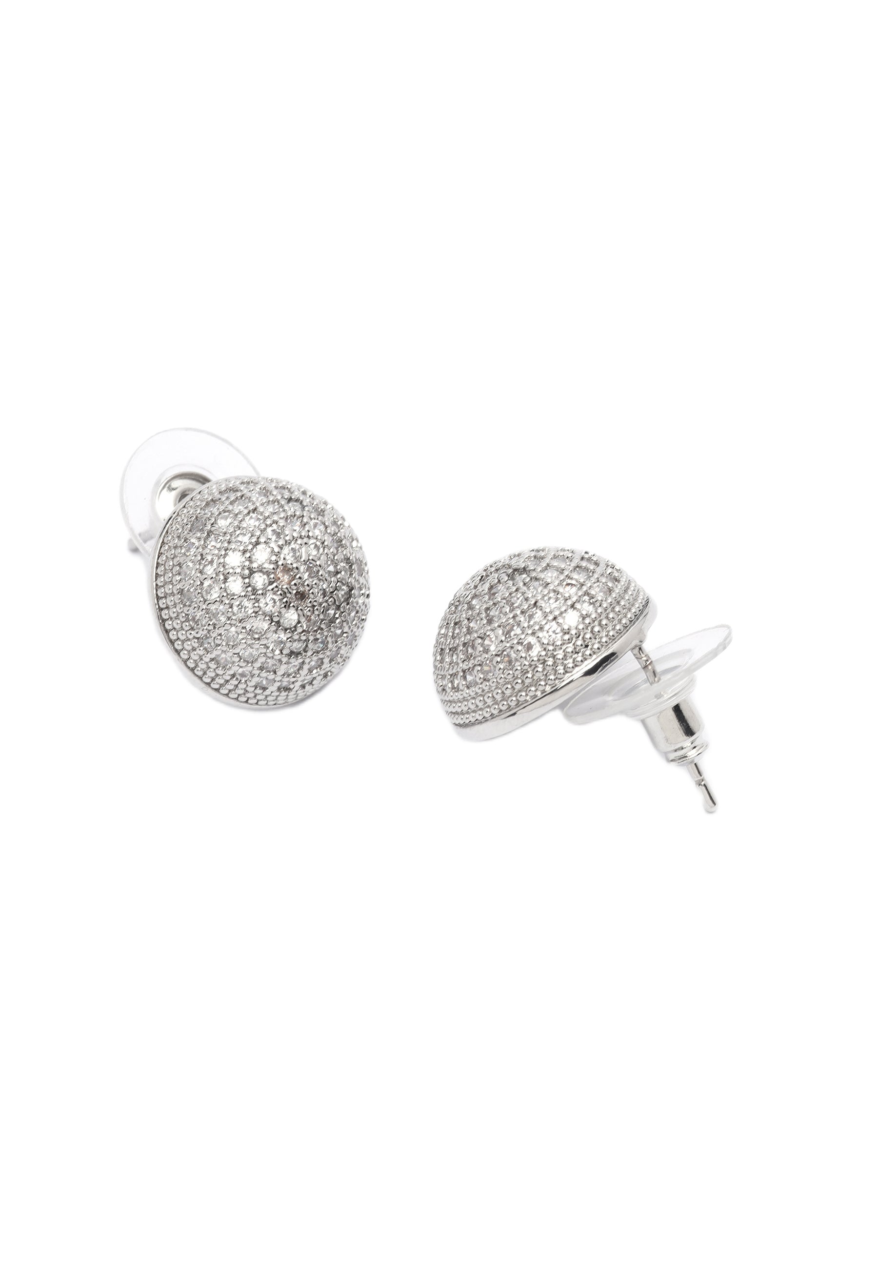 Conjunto de Pendientes de Stud y Collar de Esfera Brillante