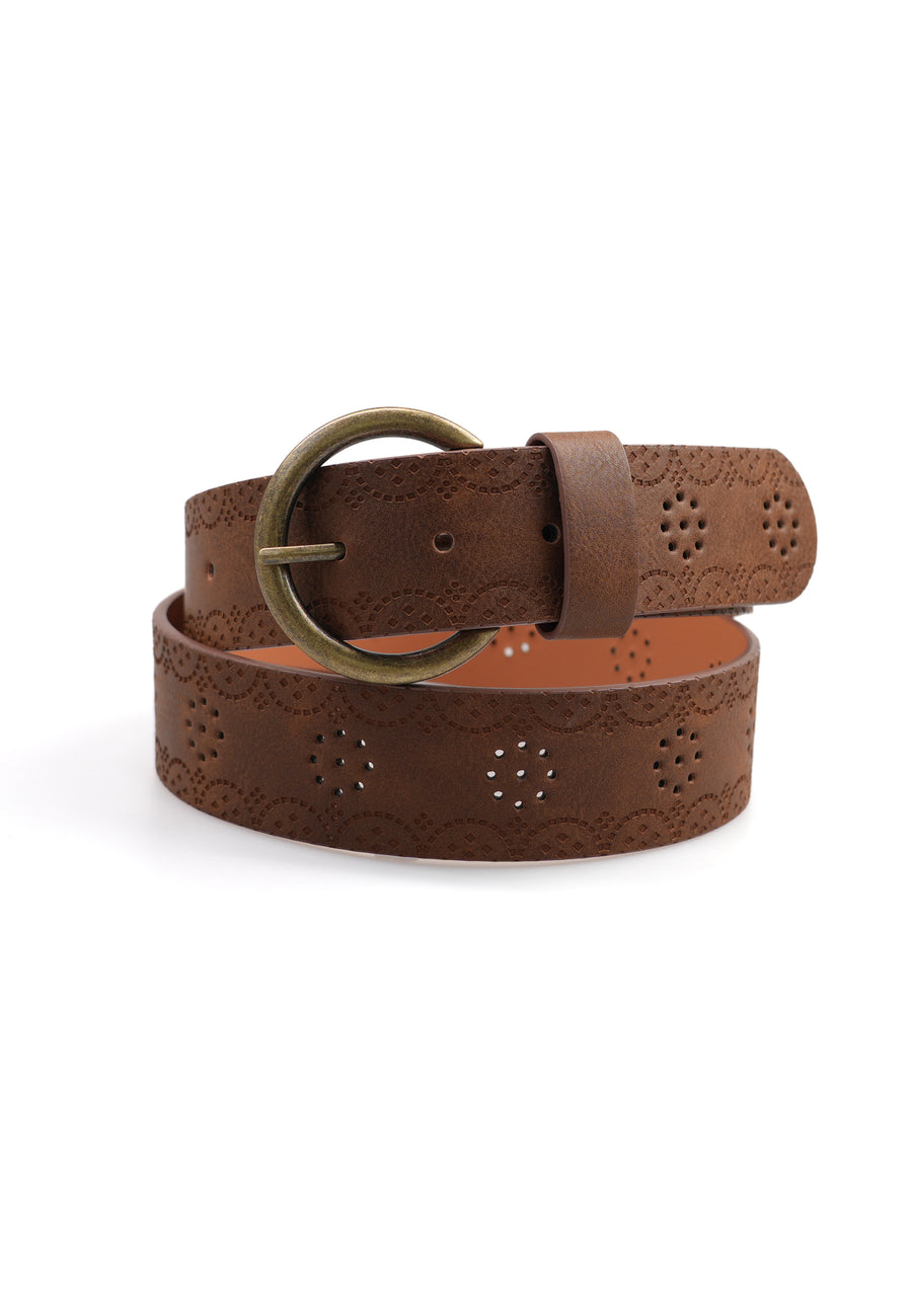 Cintura contemporanea con fibbia rotonda da designer