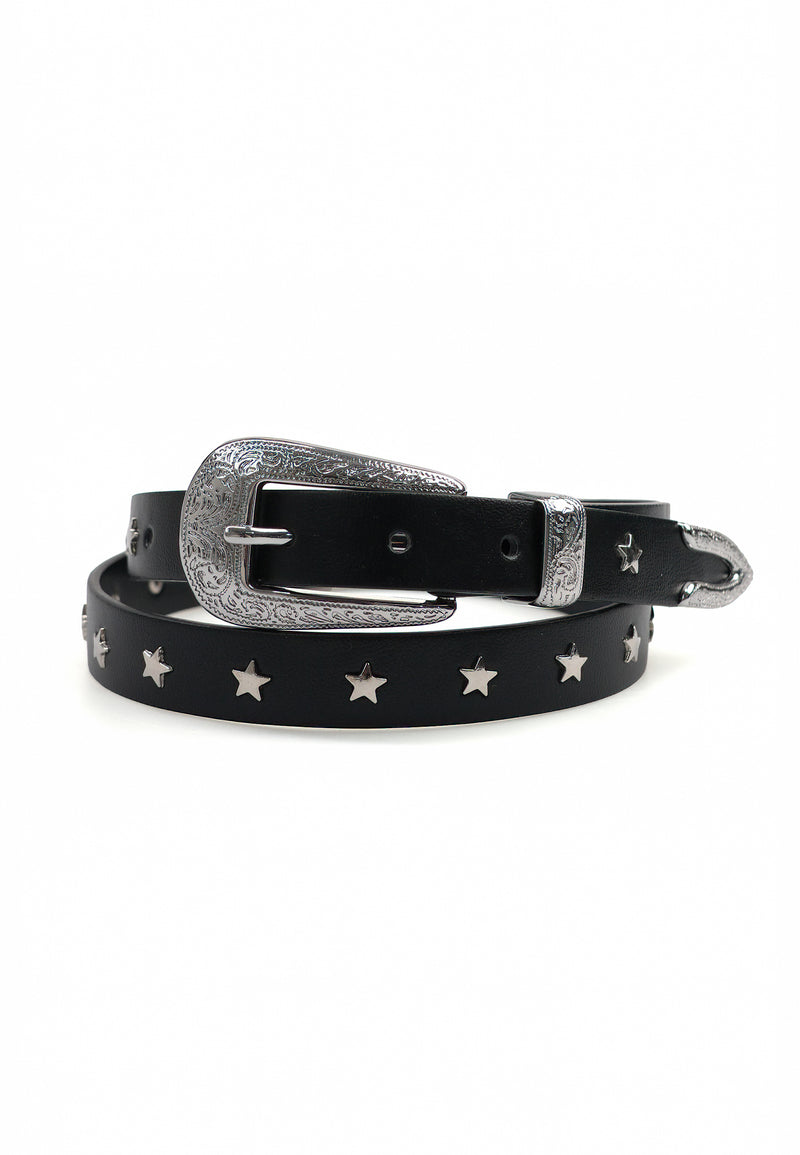 Schwarzer Retro Slim Gürtel