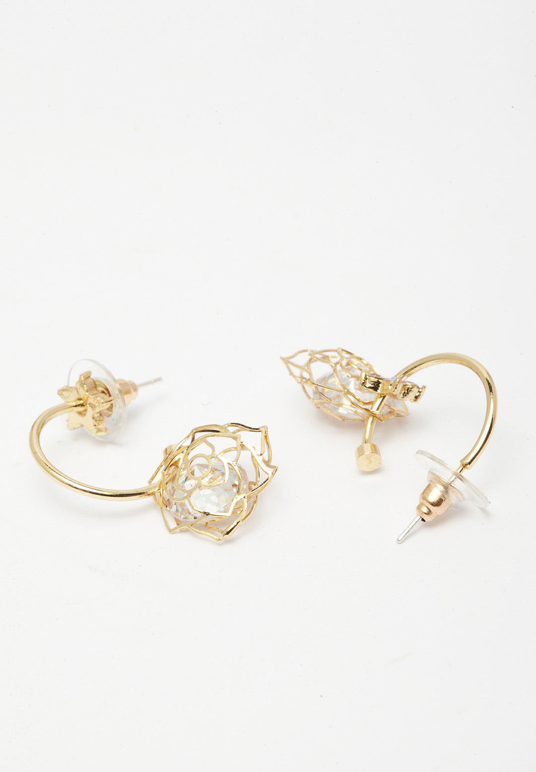 Sleek Gold-Plated Rose Earrings