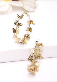Gouden vlinder hoepel oorbellen