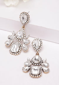 White Crystal Hanging Earrings