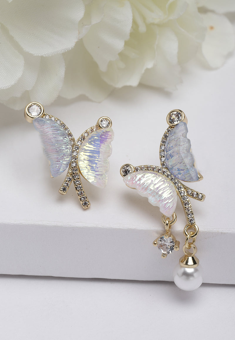 Guld Butterfly Crystal Örhängen