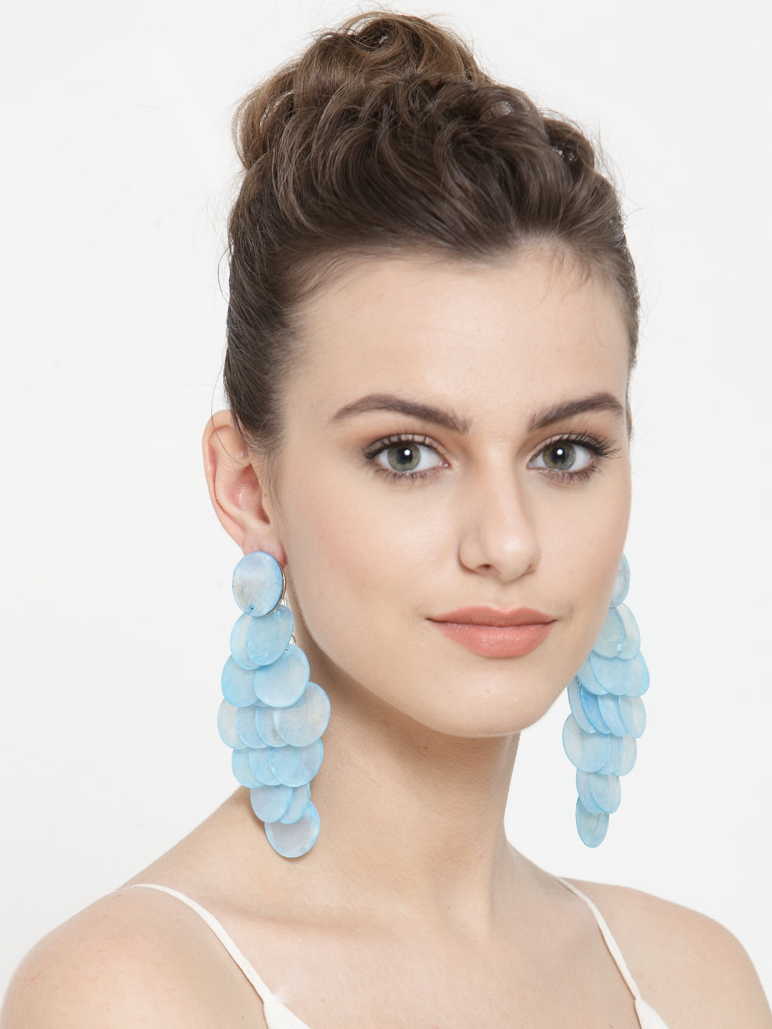 Ráiteas Faisin Hawaii Beach Blue Sea Shell Conch Teardrop Earrings