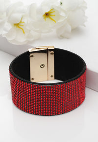 Luxury Crystal Studded Leather Bracelet